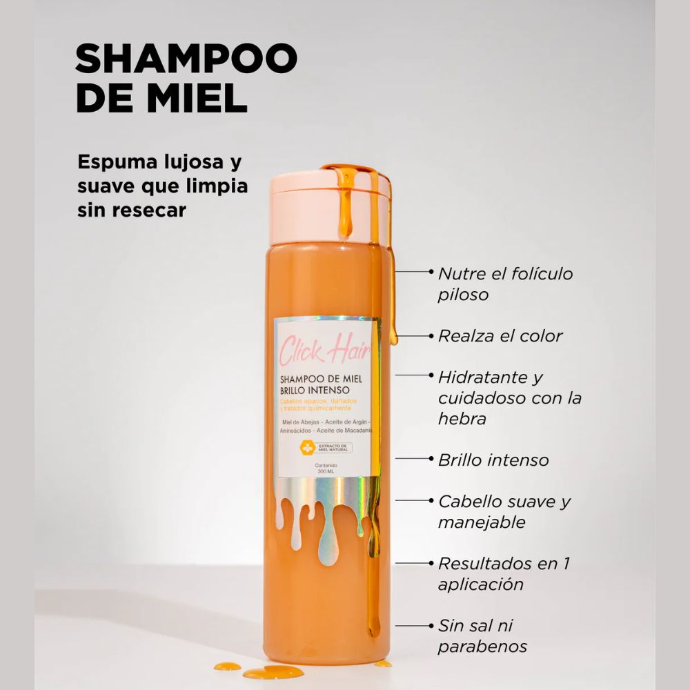 Click Hair Shampoo de Miel y Perfume de Miel 100mL (2 Pack)