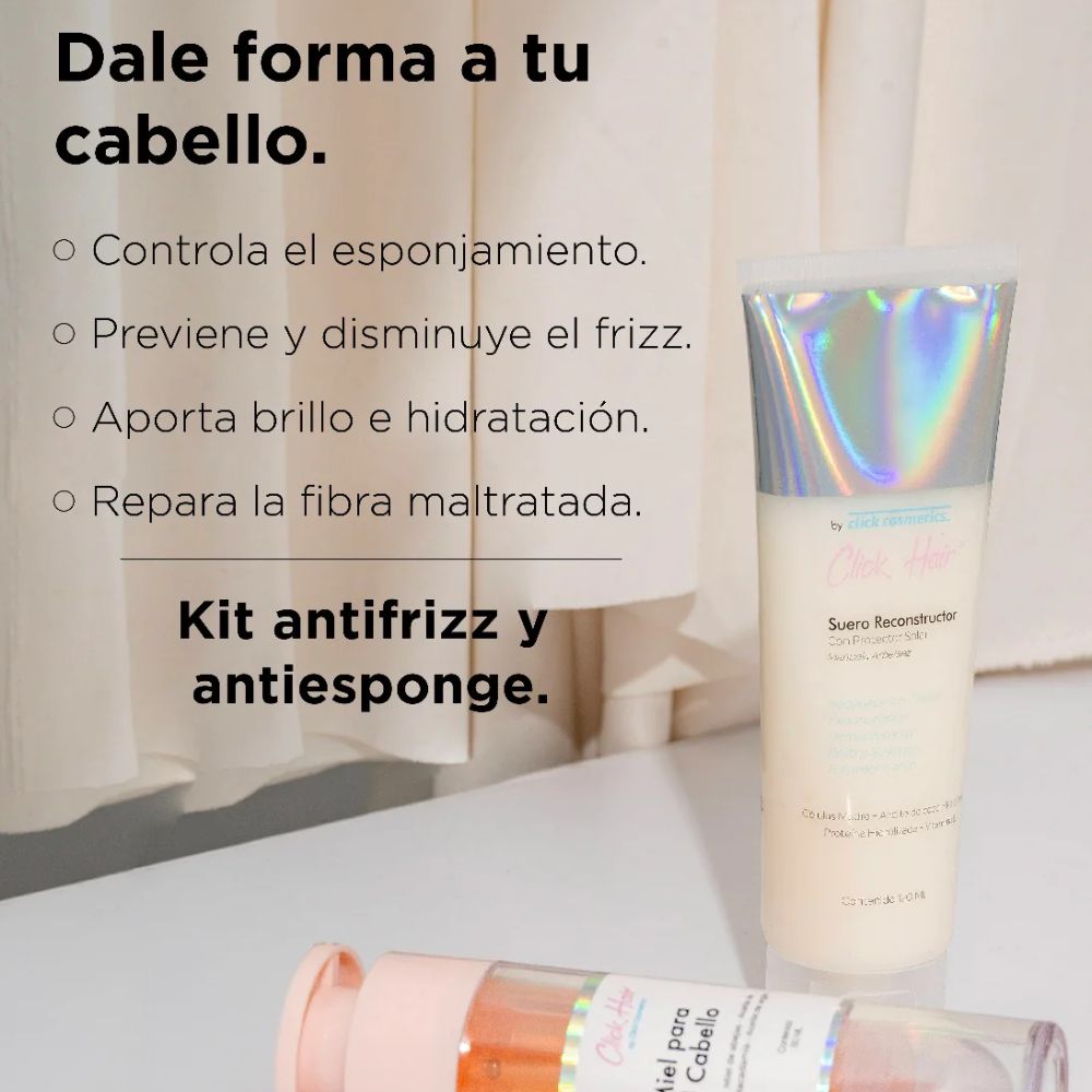 Click Hair Miel para el Cabello y Suero Reconstructor (2 Pack)