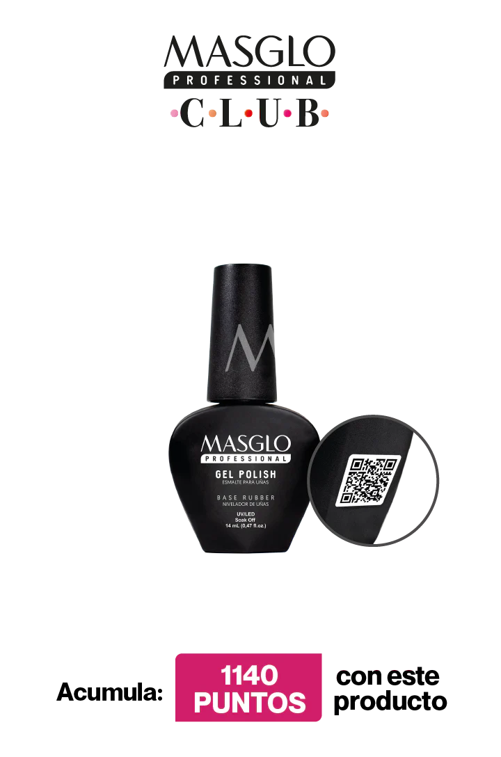 BASE RUBBER SEMIPERMANENTE MASGLO PROFESSIONAL GEL POLISH 14 ML TRASLuCIDO - GAMA TRASLUCIDO