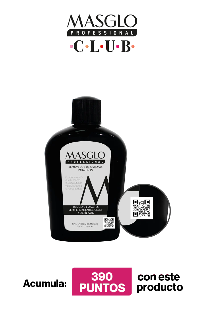 REMOVEDOR DE SISTEMAS PARA UnAS 60 ML MASGLO