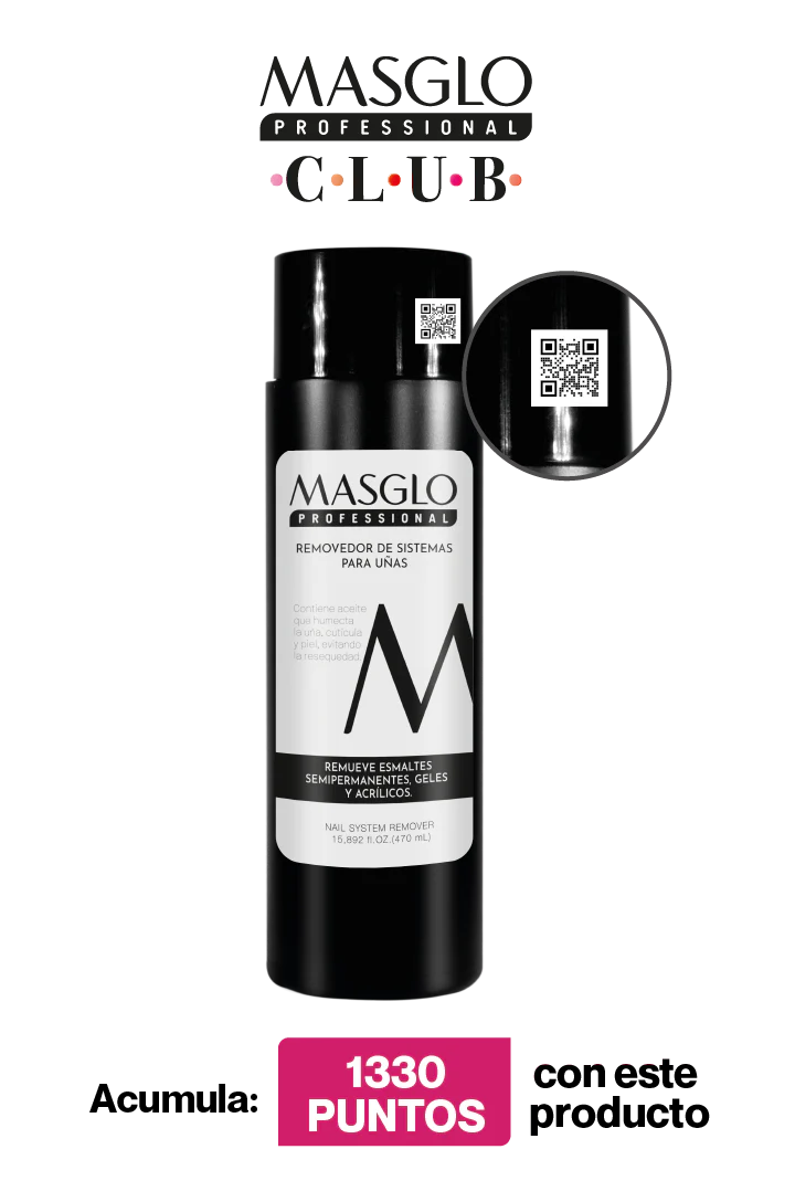 REMOVEDOR DE SISTEMAS PARA UnAS 470 ML MASGLO