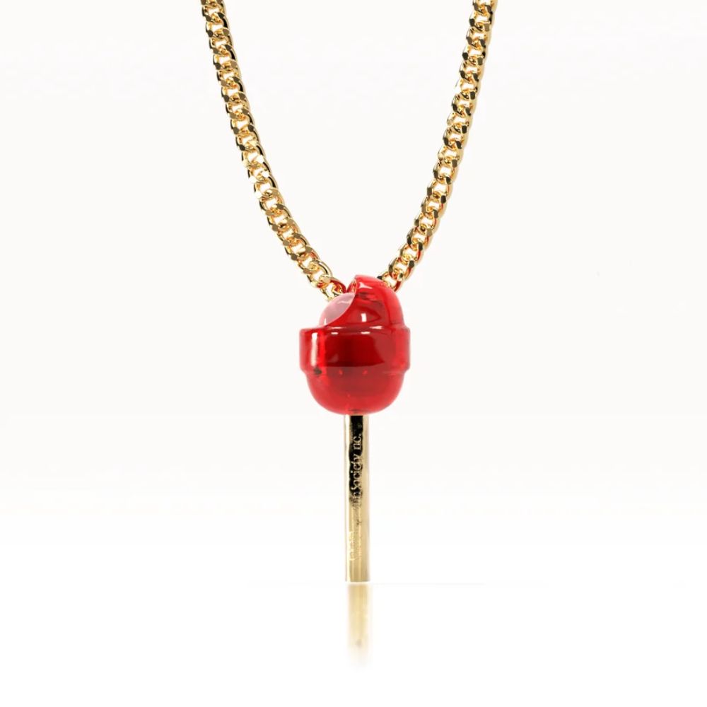 Fun Society Collar / Cadena enchapada en oro Bon Bon Bum ®️Rojo Fresa