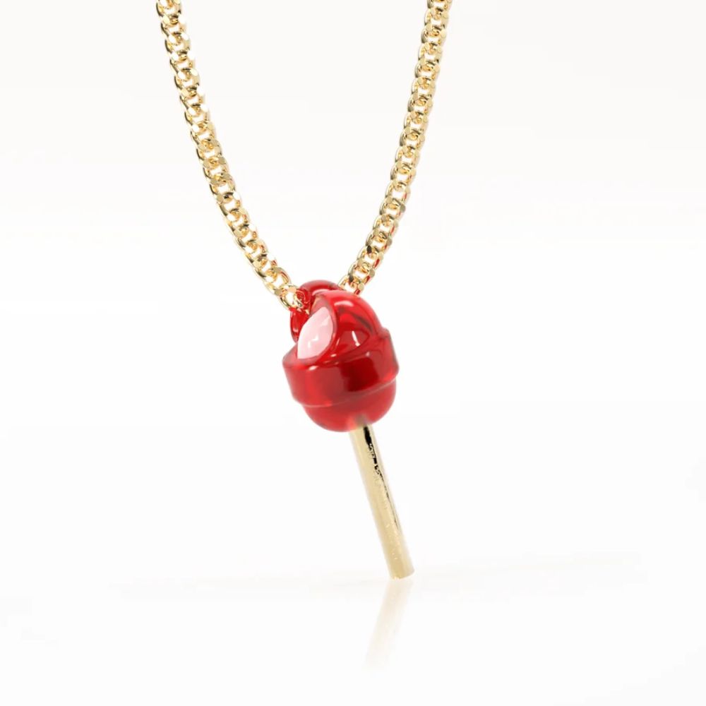 Fun Society Collar / Cadena enchapada en oro Bon Bon Bum ®️Rojo Fresa