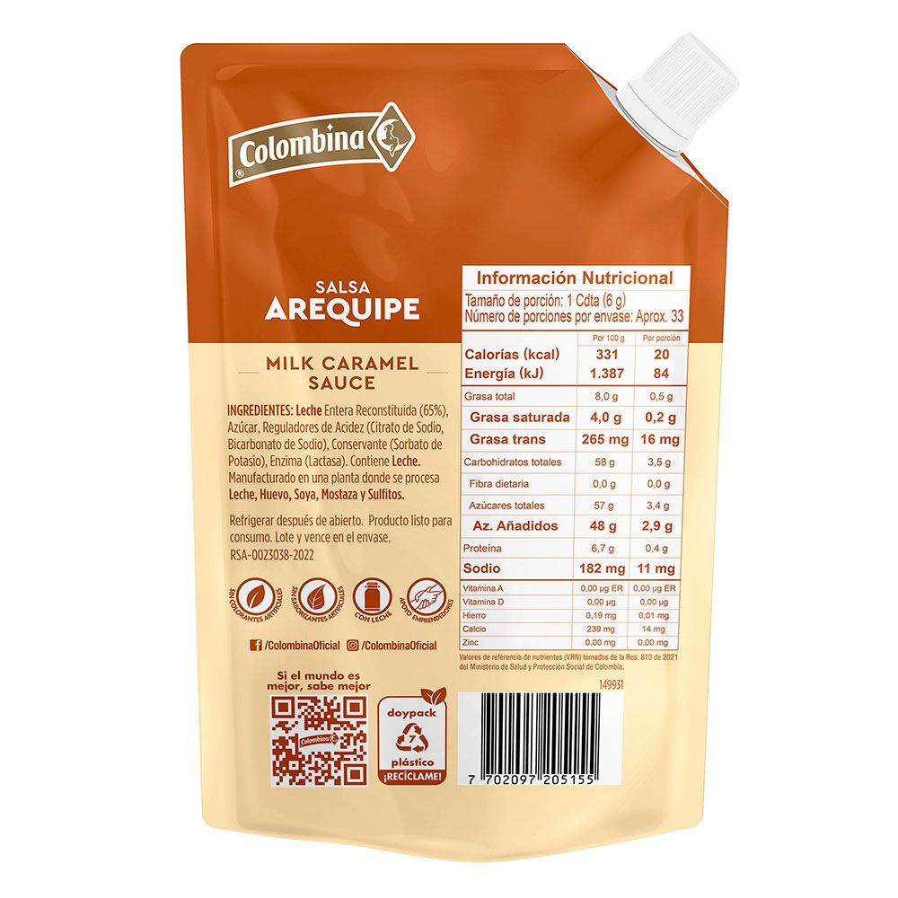 Colombina Salsa de Arequipe x 200g