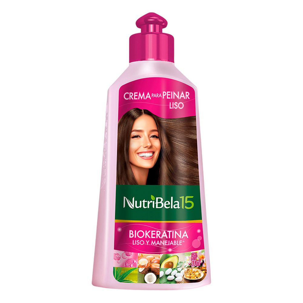 NUTRIBELA Crema para peinar biokeratina liso y manejable (300 ml)
