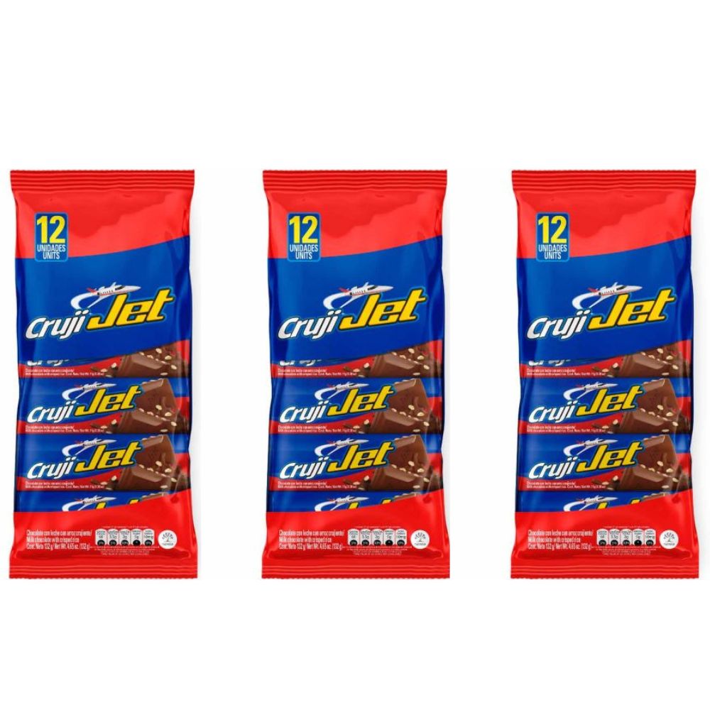 Chocolatina Cruji Jet 12 Unidades 132gr (3 Pack)