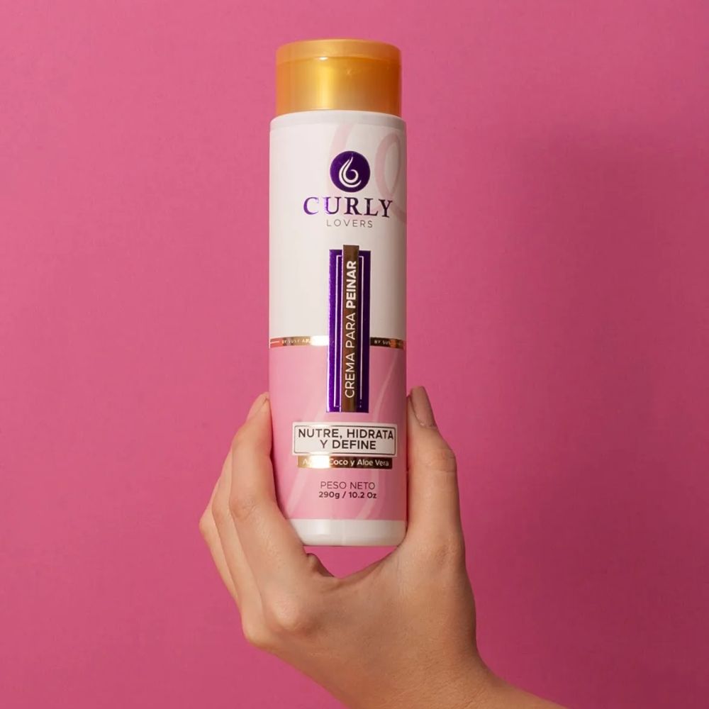 Curly Lovers Shampoo, Tratamiento, Gel Natural Delgado y Crema para Peinar Kit Candela Para Cabello Delgado (4 Pack)