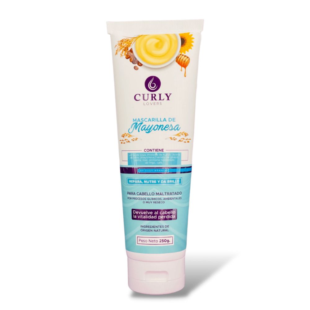 Curly Lovers Shampoo, Crema Peinar, Tratamiento, Gel Natural cabello Grueso, Aceite de Jojoba y mascarilla de mayonesa (6 Pack)