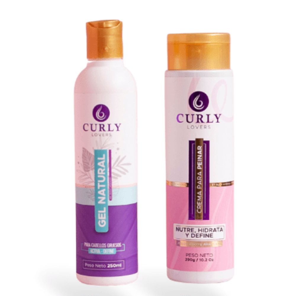 Curly Lovers crema para peinar y Curly Lovers gel natural para Cabello Grueso curly lovers hair products, Kit Duo (Cabello Grueso))