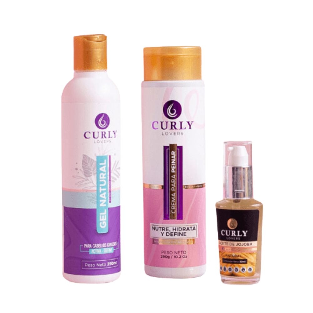 Curly Lovers Styling Cream, Curly Lovers Natural Gel for Thick Hair and Curly Lovers Jojoba Oil - Curly Lover Afro Kit Defined Mane (Thick Hair) (3 pack) 