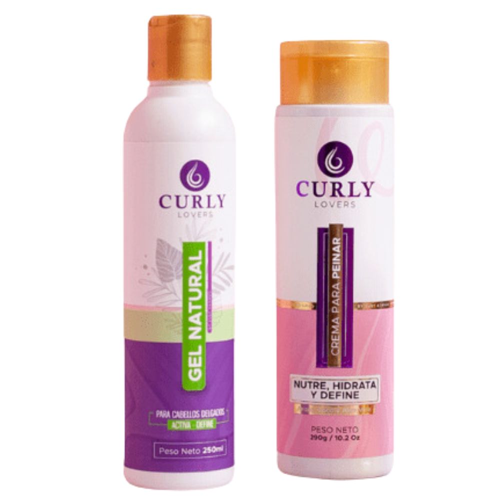 Curly Lovers styling cream and Curly Lovers natural gel for thin hair curly lovers hair products, Duo Kit (thin hair) 