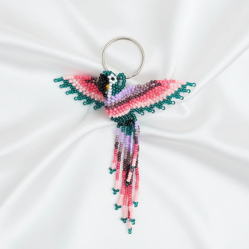 Llavero Artesanal Guacamaya Multicolor | Accesorio en Chaquiras Hecho a Mano D2-02