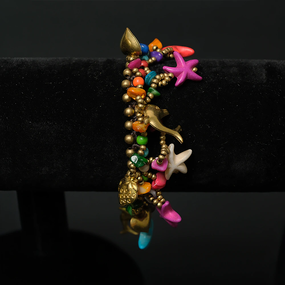 Pulsera Océano Colorido con Dijes Marinos D4-09