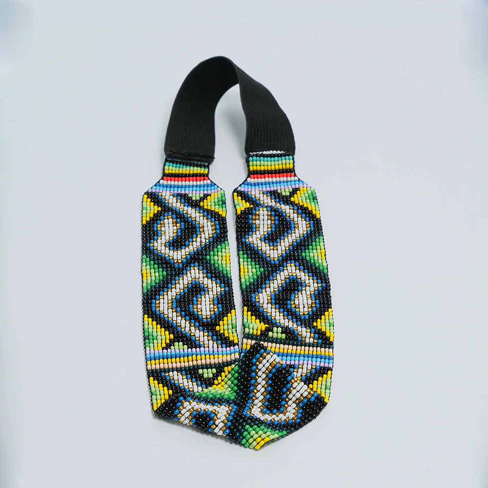 Balaca Premium Emerald Tribal Beads de Chaquira Artesanal | Accesorio Etnico Geometrico Hecho a Mano D5-04