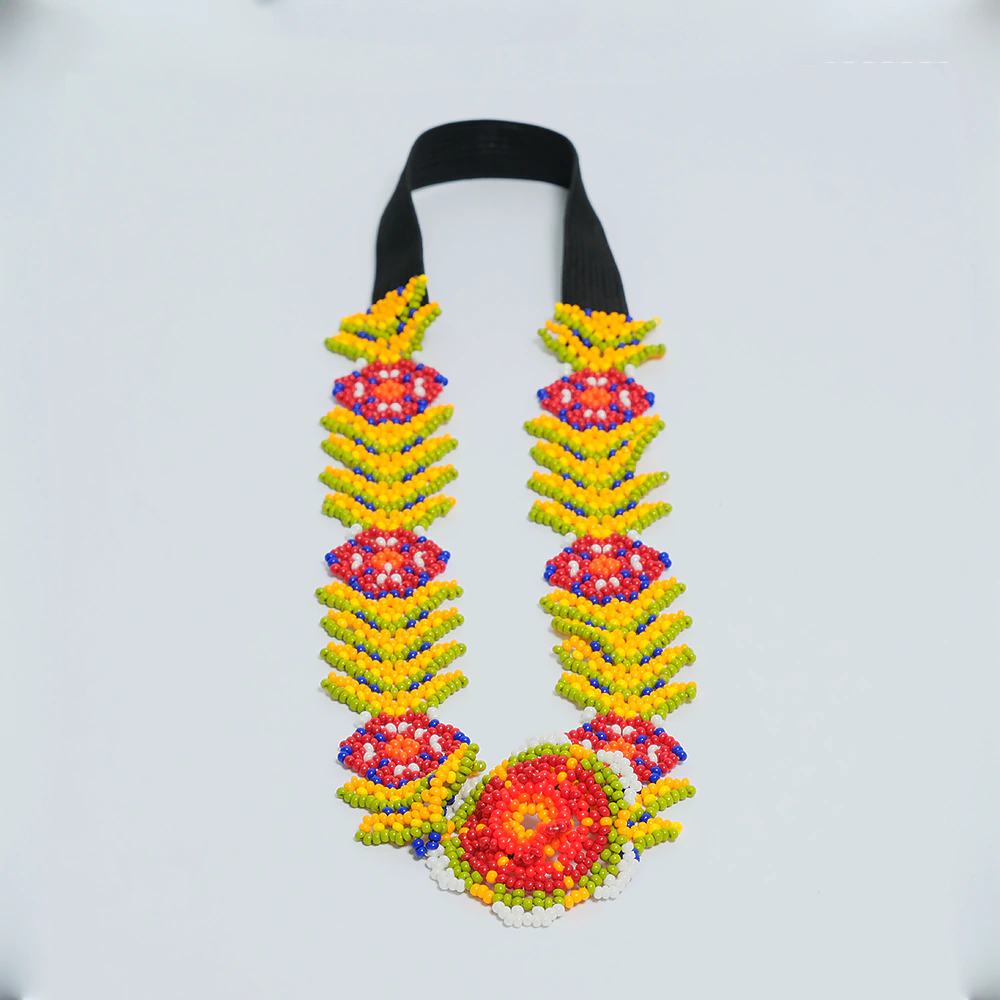 Balaca Premium Floral Sunfire Beads de Chaquira Artesanal | Accesorio Etnico Multicolor Hecho a Mano D6-02