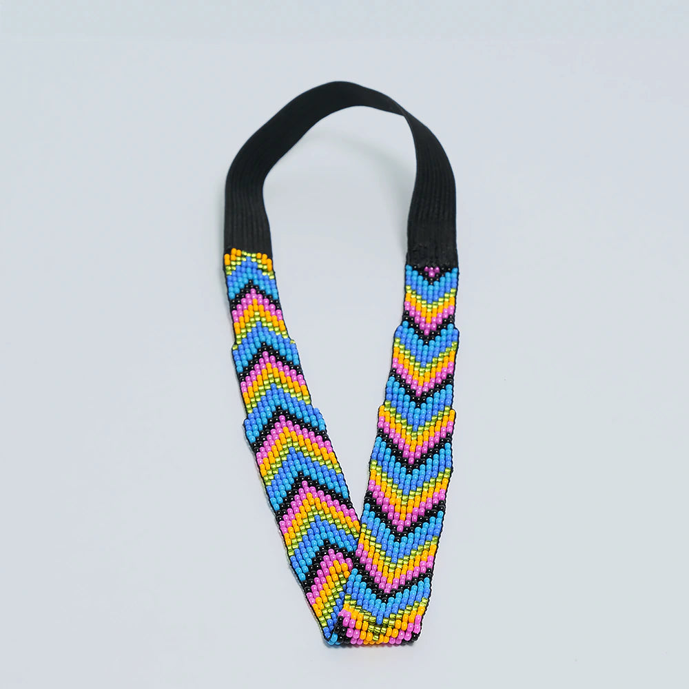 Balaca Premium Rainbow Chevron Beads de Chaquira Artesanal | Accesorio Etnico Multicolor D6-03 D6-03 Hecho a Mano