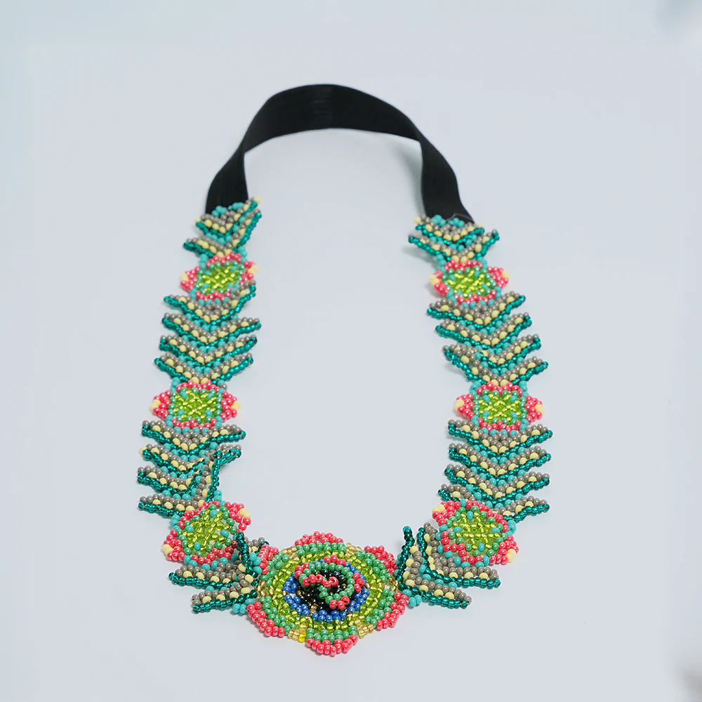 Balaca Premium Emerald Bloom Beads de Chaquira Artesanal | Accesorio Floral Etnico Hecho a Mano D6-04