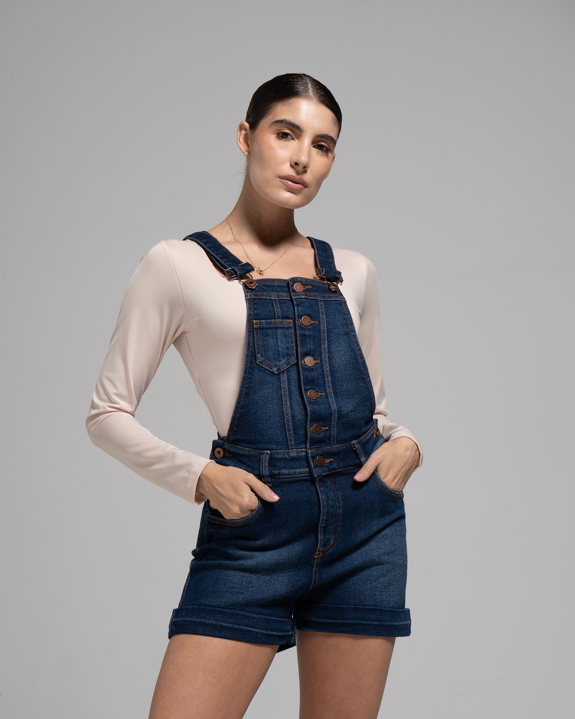 UPFEMME BRAGA JARDINERA CORTA DENIM REF UP-2775