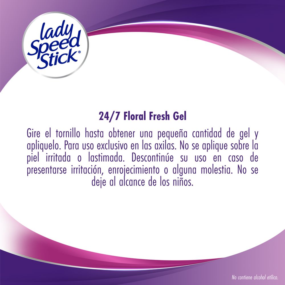 Lady Speed Stick Desodorante Mujer Gel Double Defense Floral Botella X 65 Gr