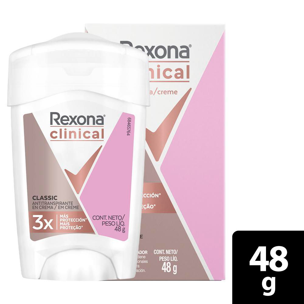 rexona clinical classic desodorante crema antitranspirante barra mujer x 48 gr