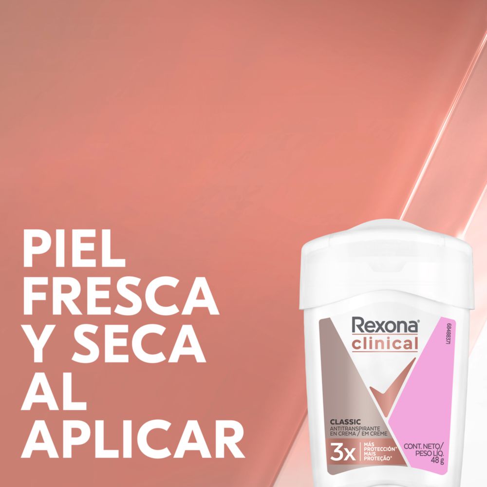 rexona clinical classic desodorante crema antitranspirante barra mujer x 48 gr