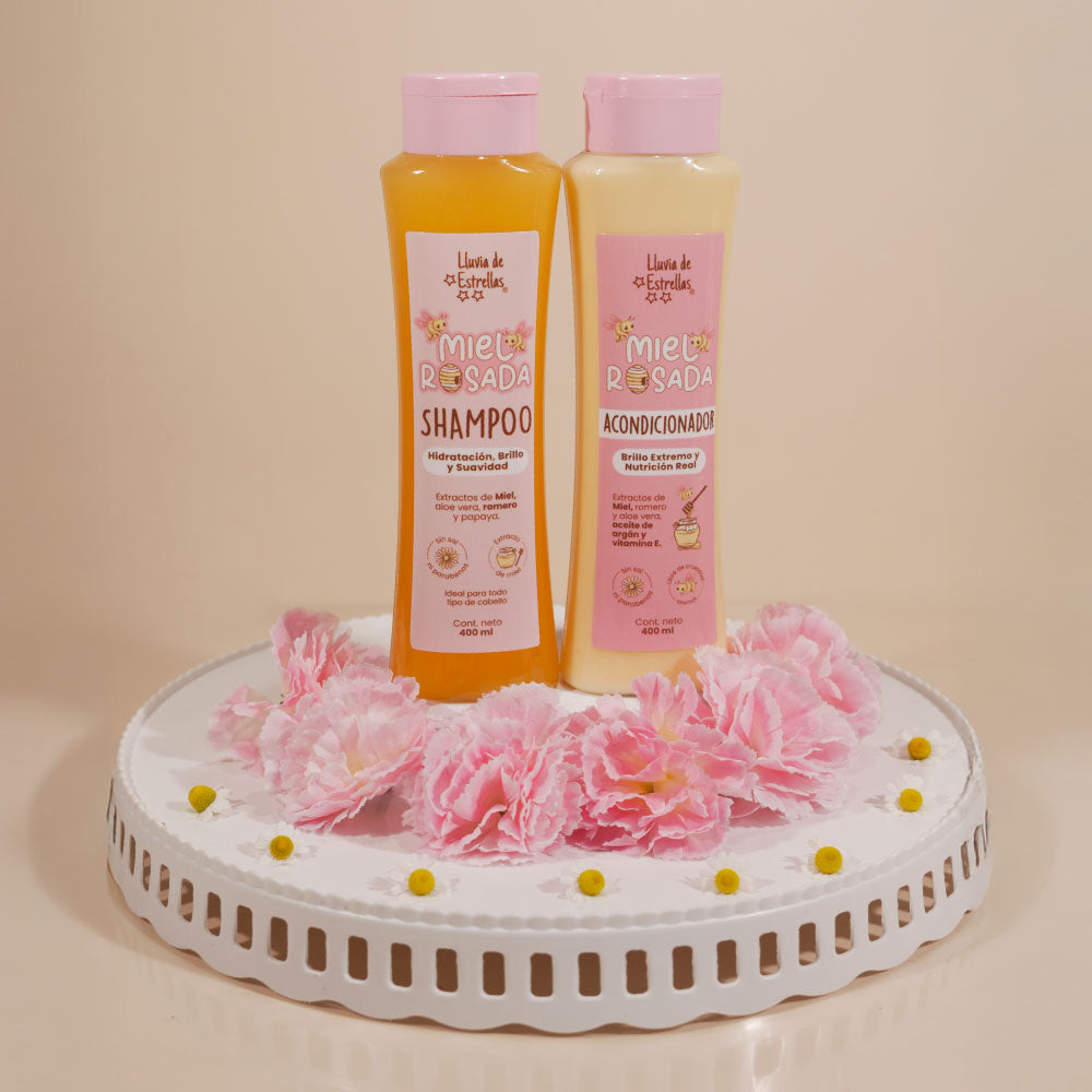 LLUVIA DE ESTRELLAS KIT SHAMPOO + ACONDICIONADOR MIEL ROSADA (2 PACK)