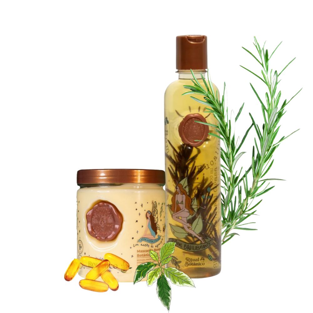 Ritual Botanico Shampoo Romero y Mascarilla Bomba capilar ritual Botanico  (2 Pack)