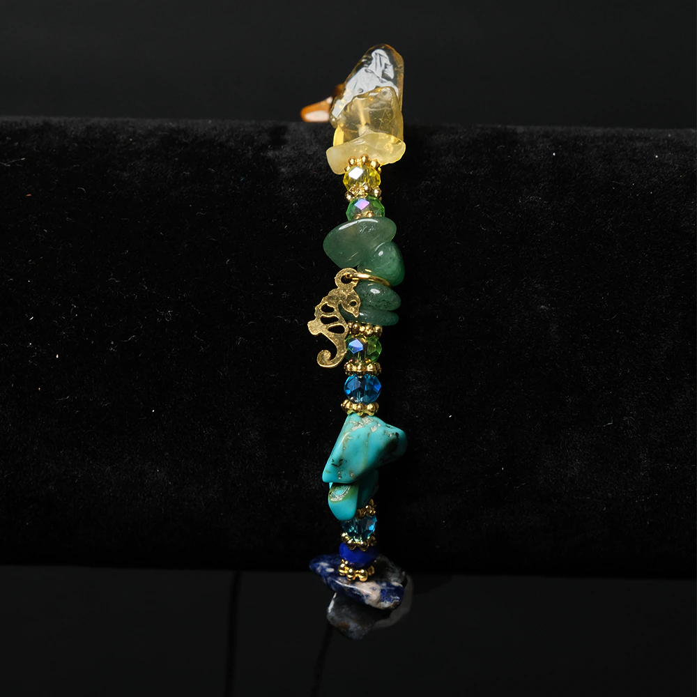Pulsera Ocean Seahorse con Piedras Naturales y Dije Dorado E5-09