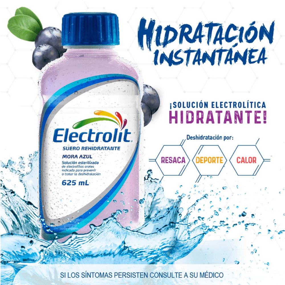 Electrolit Suero rehidratante sabor mora azul x625ml