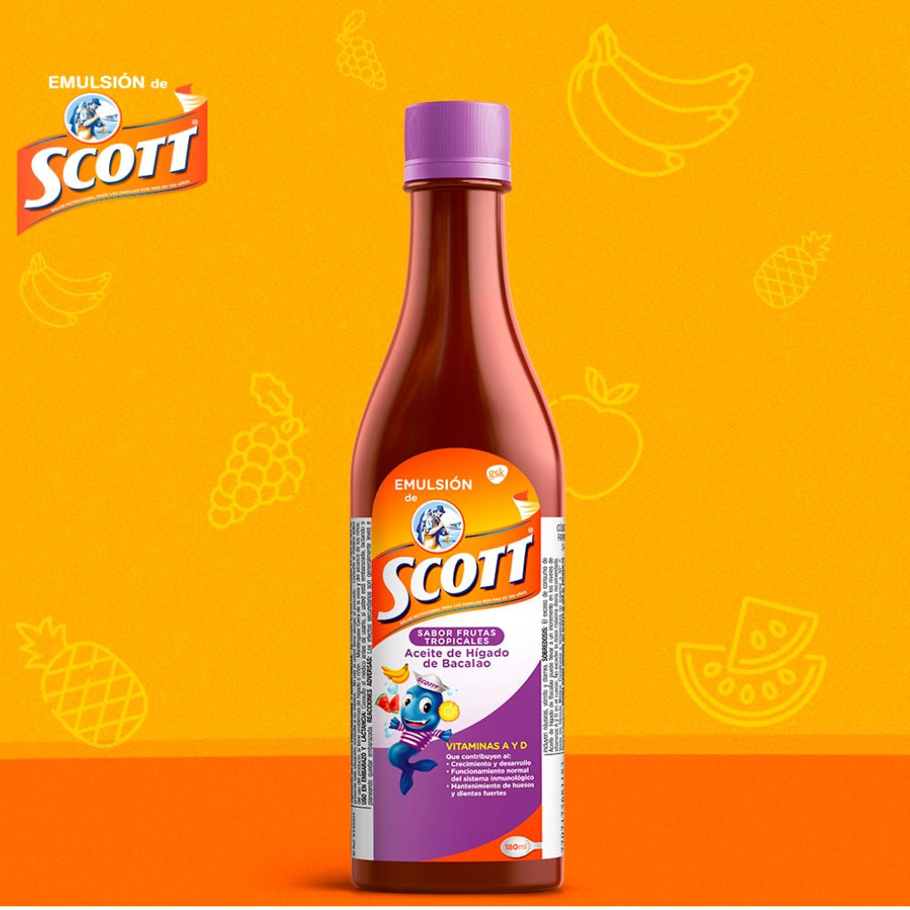 Kola granulada Tarrito Rojo X135g y Emulsion de Scott frutas tropicales x180gr (2 pack) Food