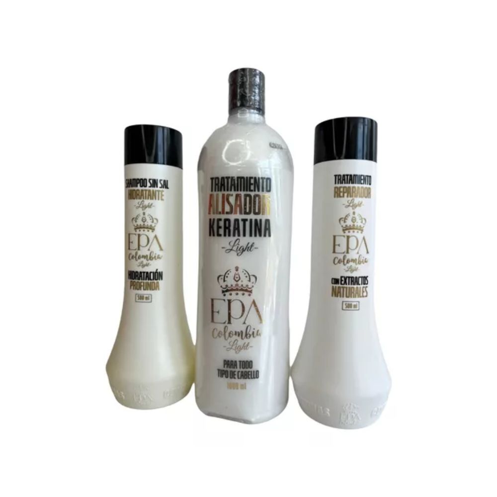 Epa Colombia Liter of White Light Keratin, Shampoo 500mL, Treatment 500mL, 1 Brush, 1 Container and 1 Sachet of Shampoo (6 Pack)