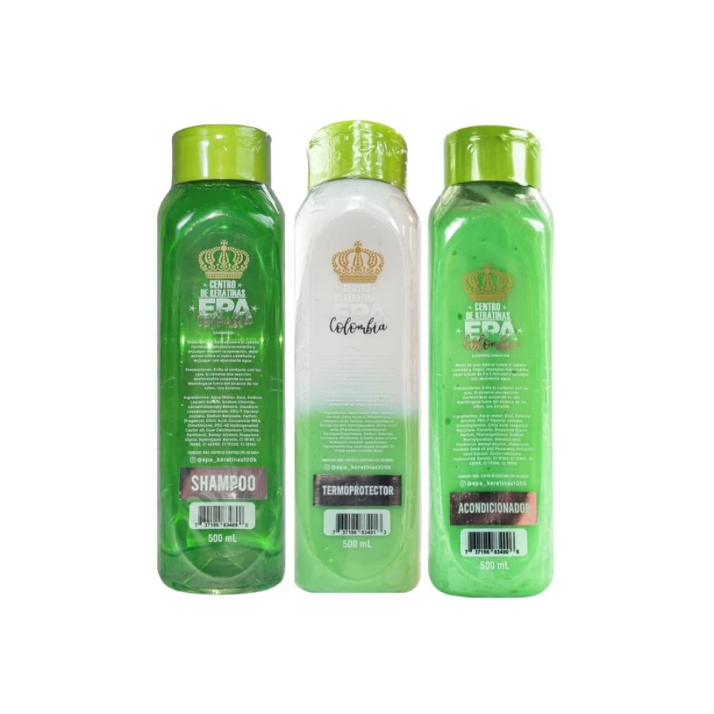 Epa colombia Kit Verde (3 Pack) Epa Colombia Shampoo Verde, Acondicionador Verde y Termoprotector Verde Epa Colombia