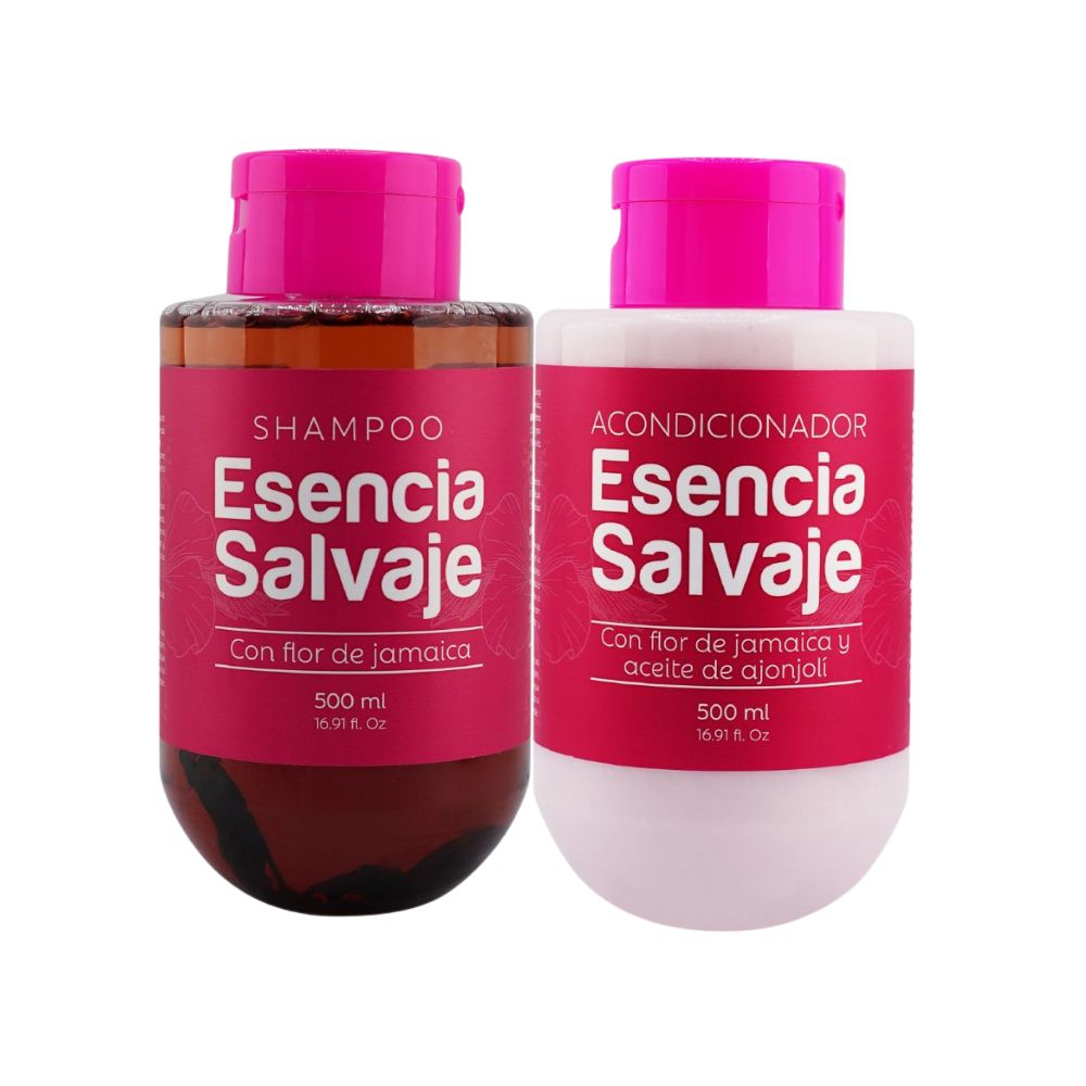 Shampoo con flor de Jamaica Esencia Salvaje y Acondicionador con flor de Jamaica Esencia Salvaje (2 pack)