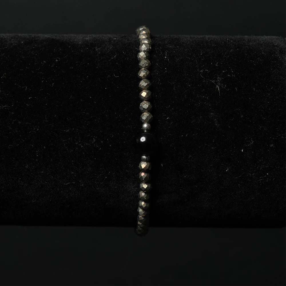Pulsera Noir de Cristales Facetados Negros Elegante F2-03