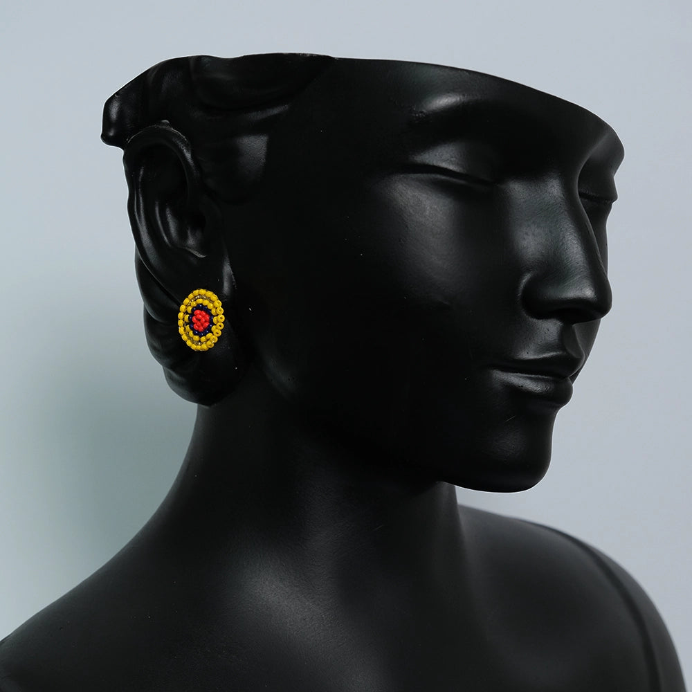 Arete Colombia Heritage en Mostacillas Tricolor Elegante F3-01