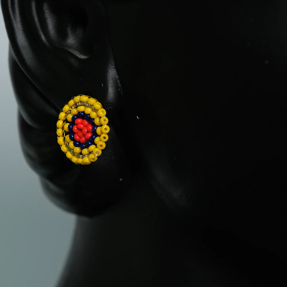 Arete Colombia Heritage en Mostacillas Tricolor Elegante F3-01