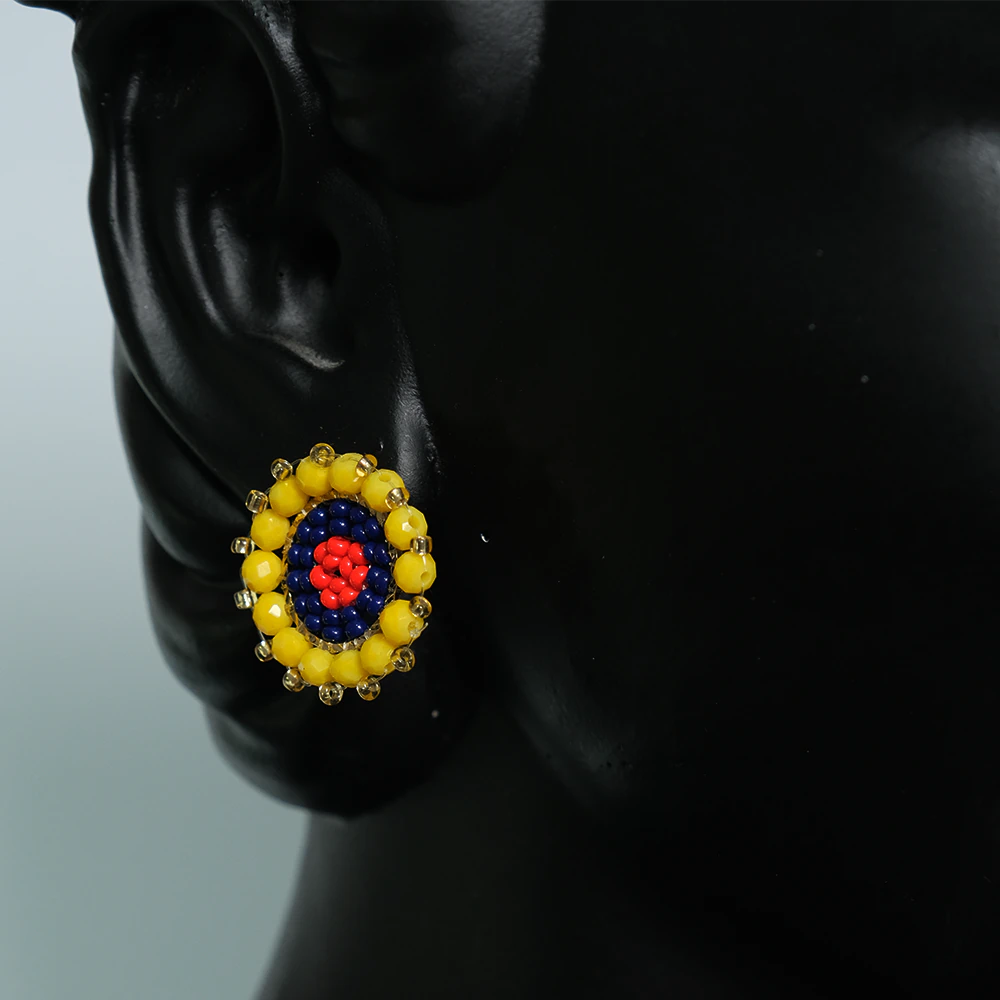 Arete Colombia Elegance en Mostacillas Tricolor Premium F4-01