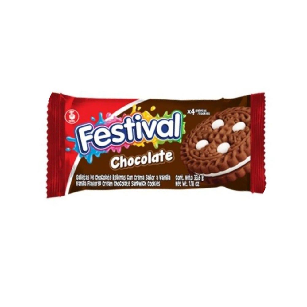 Galletas FESTIVAL con relleno sabor a Chocolate x 33.6g (1 Unid)