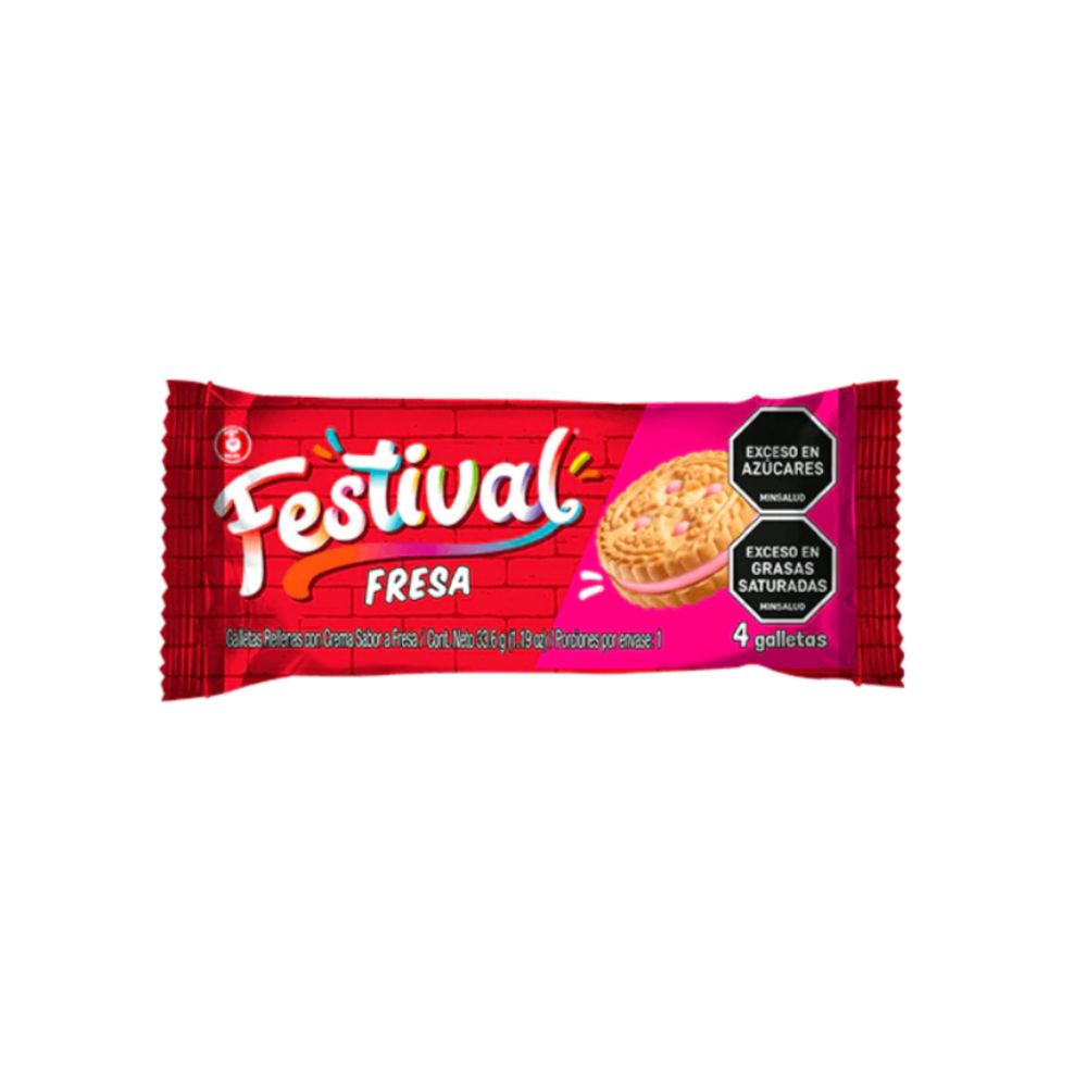 Galletas FESTIVAL con relleno sabor a Fresa x 33.6g (1 Unid)