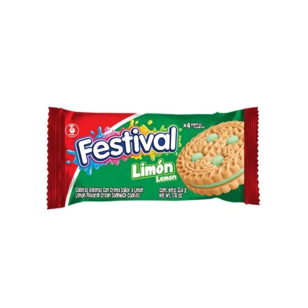 Galletas FESTIVAL con relleno sabor a Limon x 33.6g (1 Unid)