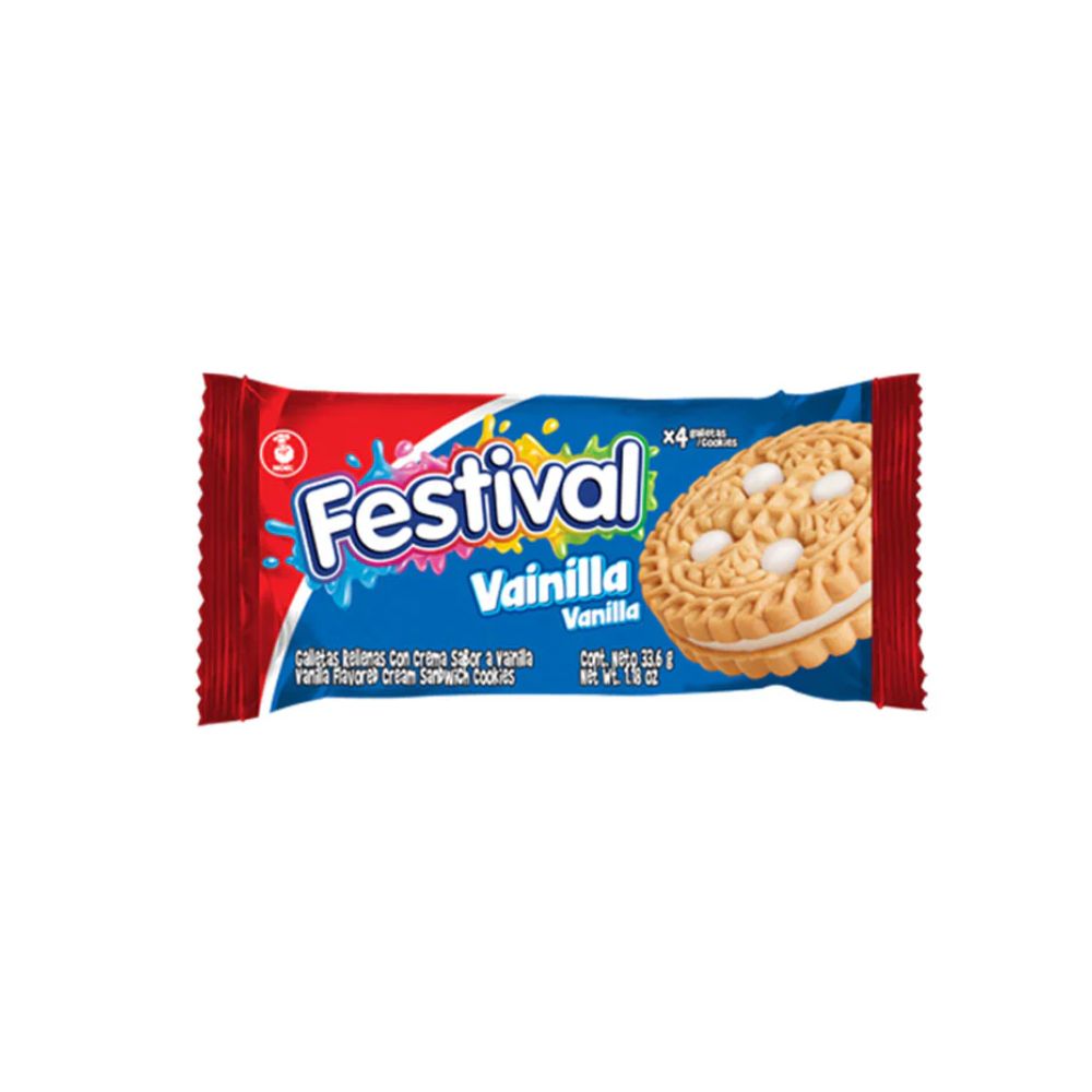 Galletas FESTIVAL con relleno sabor a vainilla x 33.6g (1 Unid)