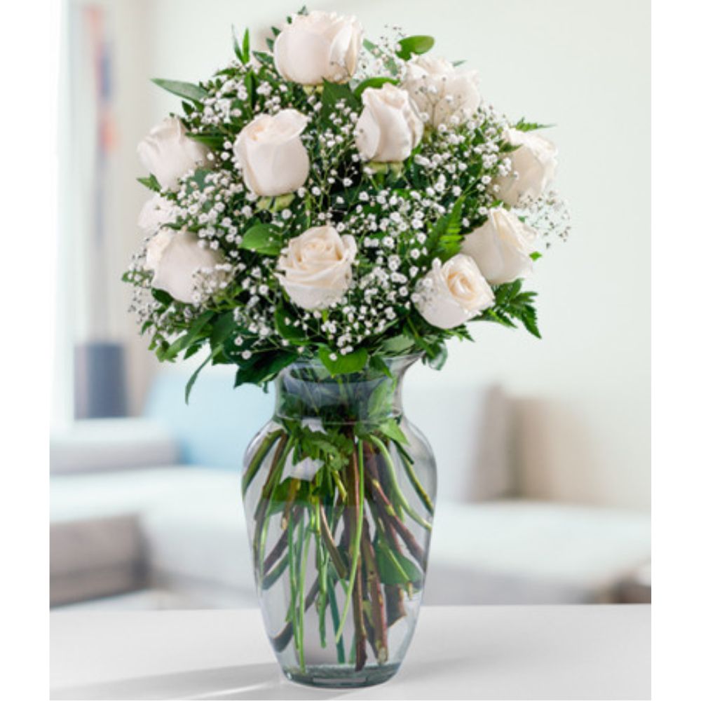Amor Eterno - Florero de Rosas Blancas