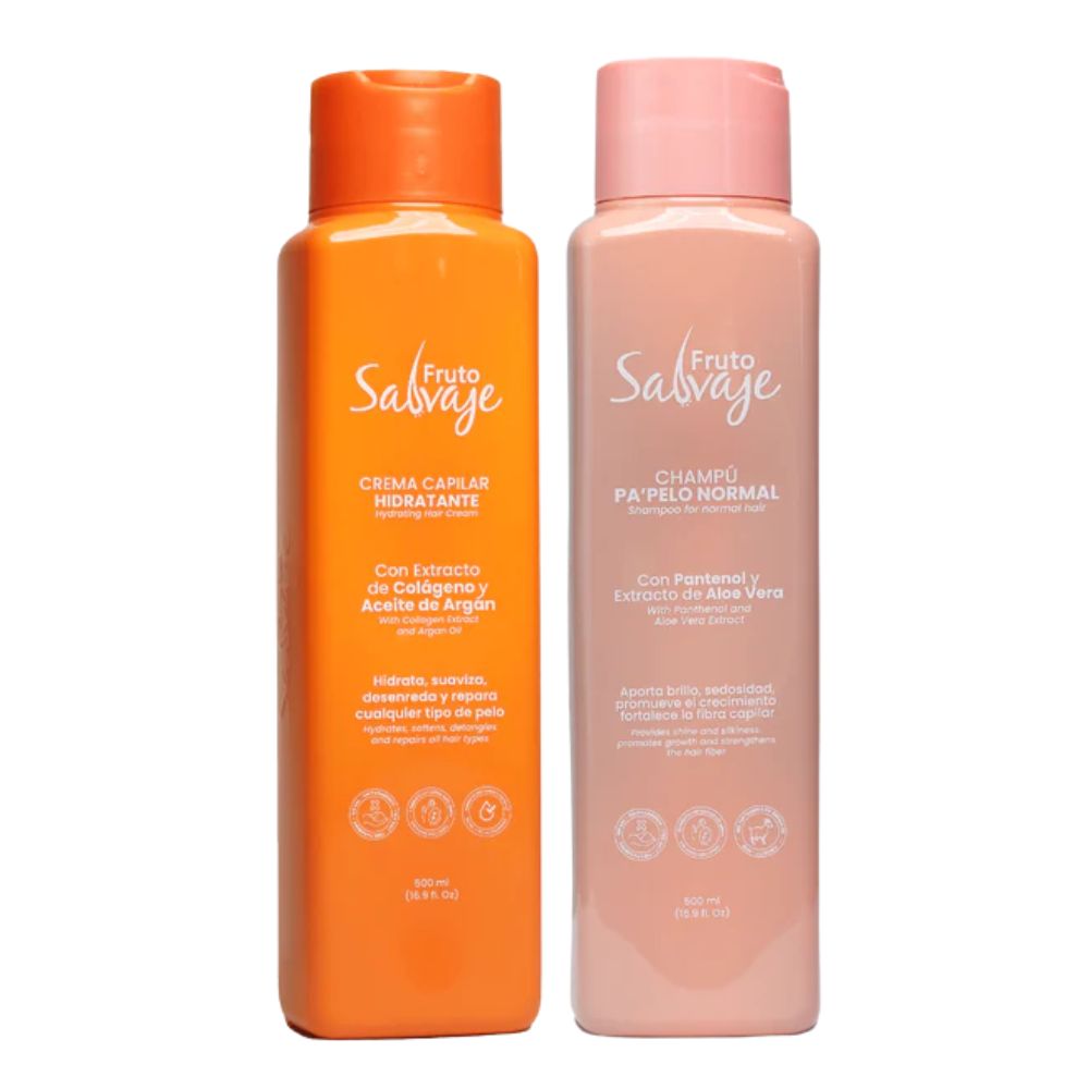 Fruto Salvaje Shampoo Amber de Primavera 500ml y Fruto Salvaje Crema Capilar Hidratante Otono Naranja 500ml (2 pack)