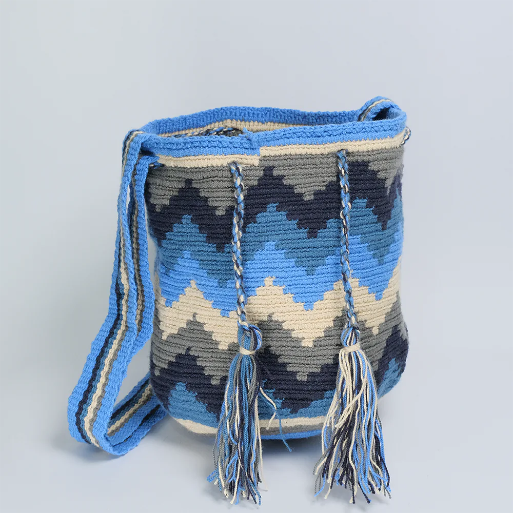 Bolso Mediano Wayuu Ocean Breeze Tejido Artesanal Elegante G2-05