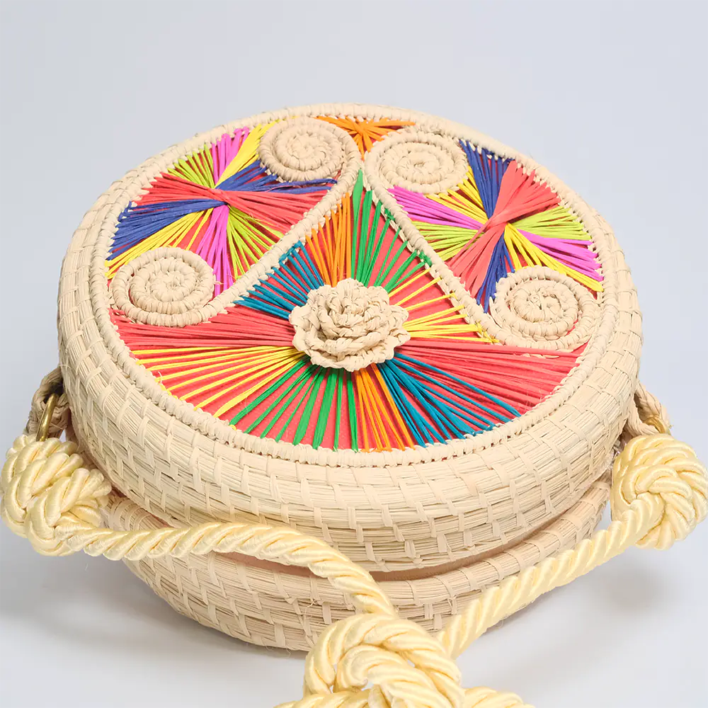 Bolso Yoyo Rainbow Bloom Tejido Fino Artesanal Multicolor G3-01