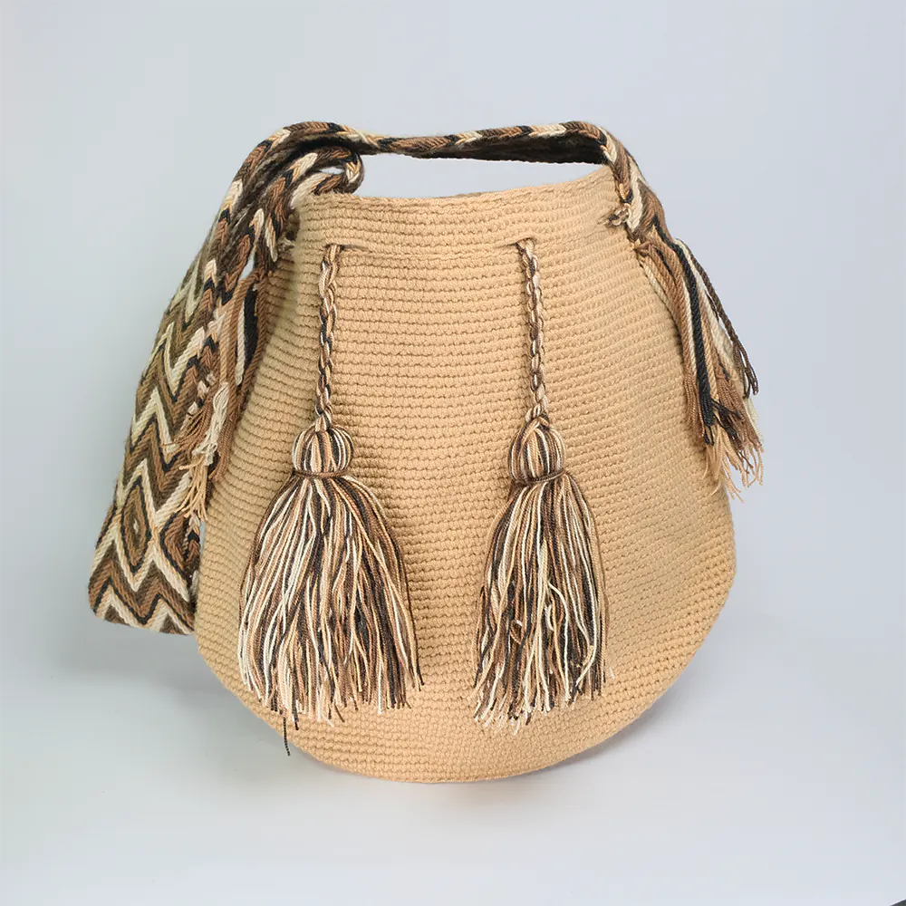 Mochila Tradicional Lisa Wayuu Sand Dune Tejida Artesanal G5-05
