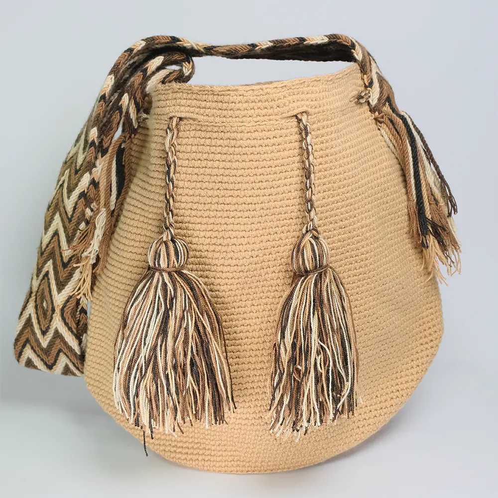 Mochila Tradicional Lisa Wayuu Sand Dune Tejida Artesanal G5-05