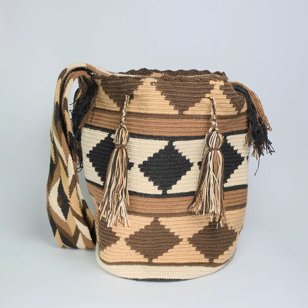 Bolso Wayuu Mocha Tribal Tejido Artesanal Elegante G6-01
