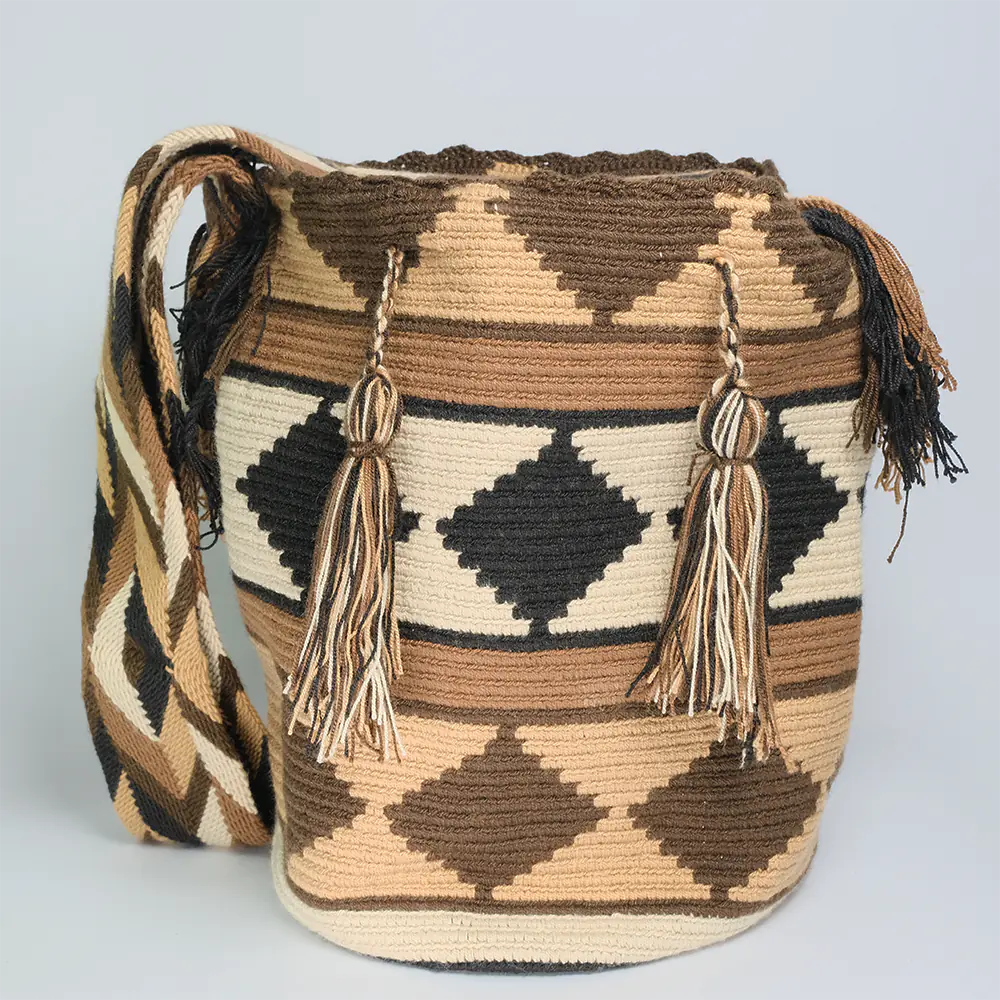Bolso Wayuu Mocha Tribal Tejido Artesanal Elegante G6-01