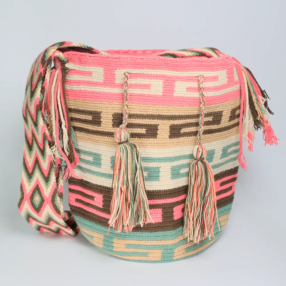 Bolso Wayuu Pastel Tribal Tejido Artesanal Elegante G6-03